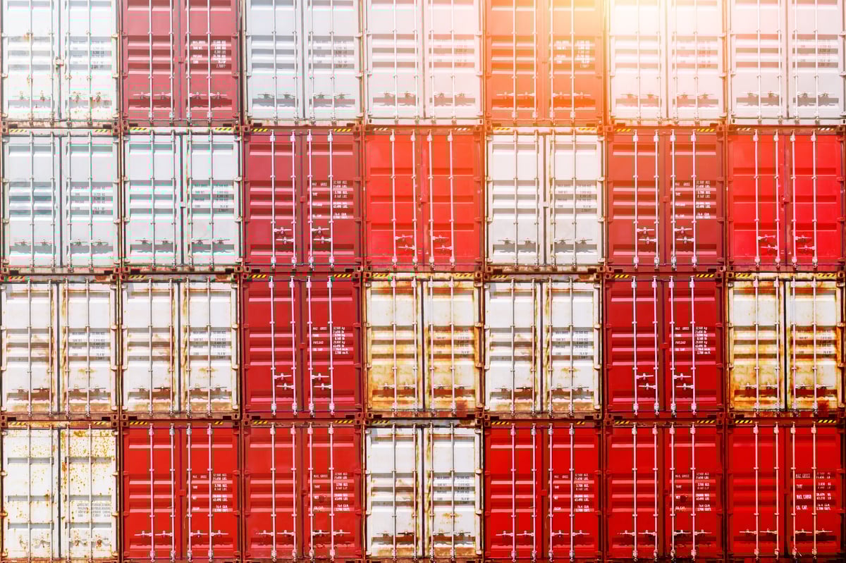 Shipping cargo containers at port customs clearance